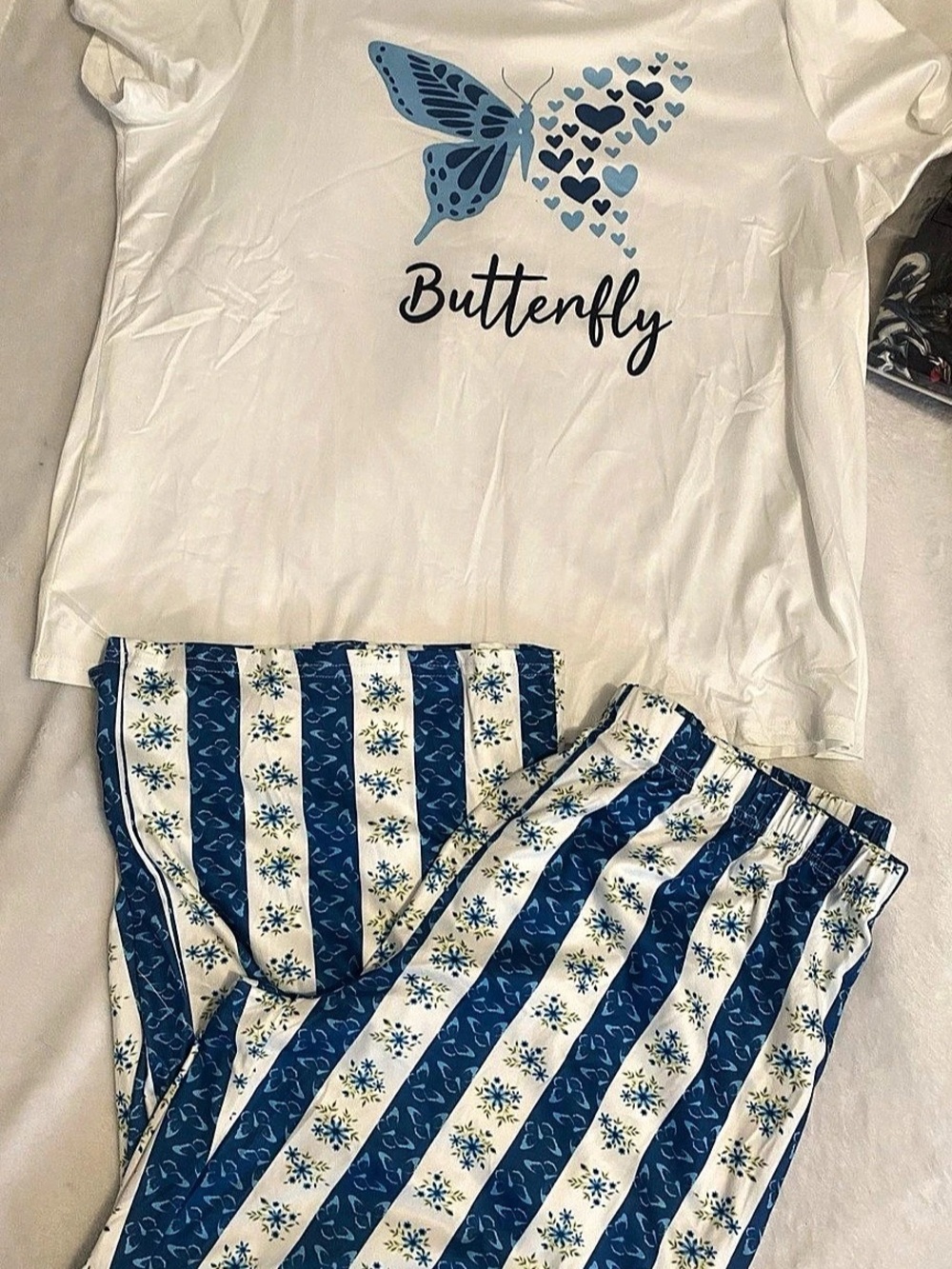 Girls XXL Butterfly Matching Set Blue & White